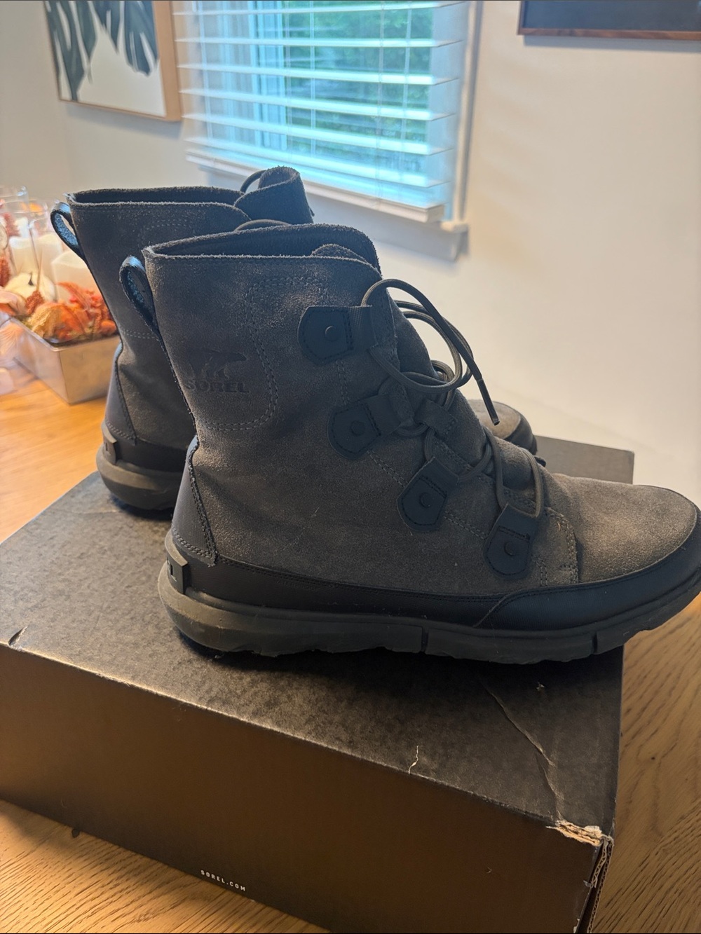 Sorel Gray Lace-Up Ankle Boots